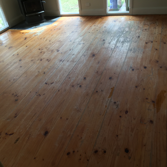 Living Room With Worn Timber Floors Before Timber Refresh