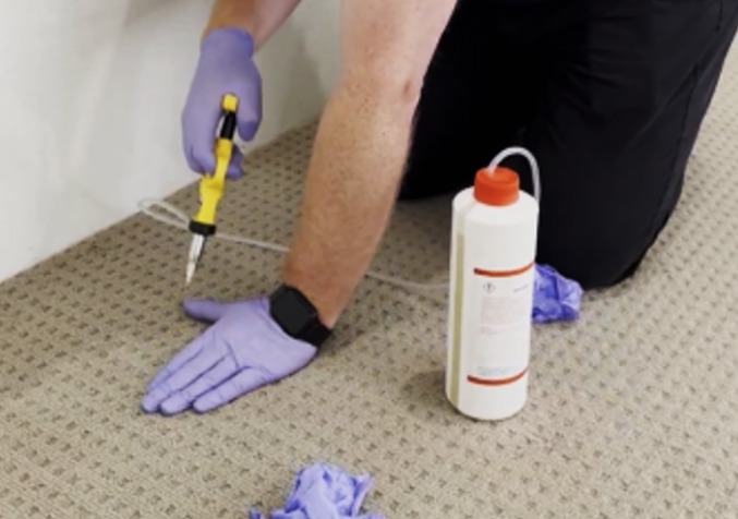 injecting urine treatment solutions to the carpet